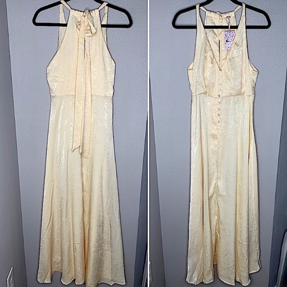 NWT Free People silky satin halter dress - Picture 2 of 7